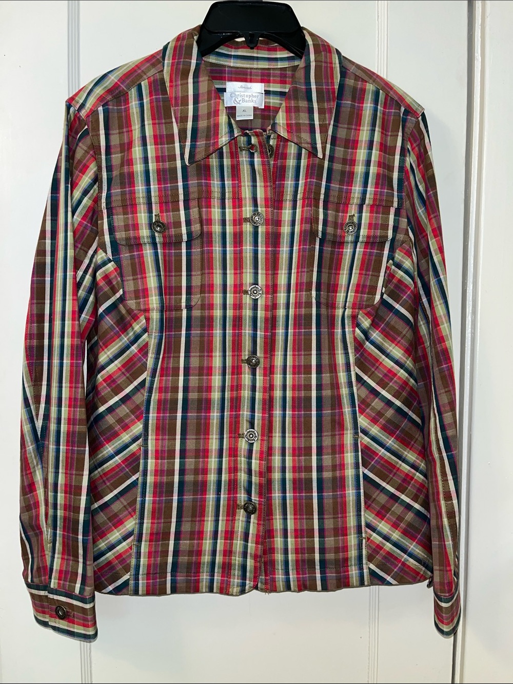 Christopher & Banks Multicolor Plaid Button-Down Jacket